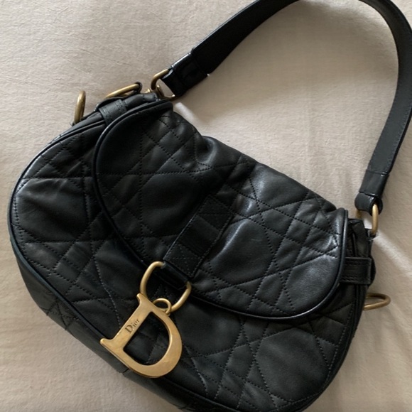 Rare Christian Dior Vintage Cannage Leather Flap Hobo Purse - Picture 1 of 5